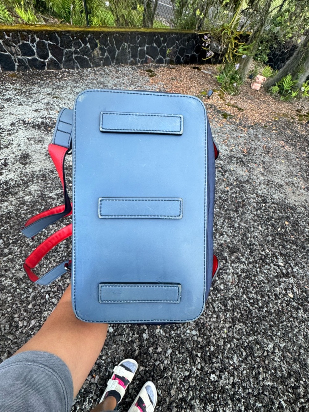 Christian Louboutin Apoloubi Blue Nylon & Leather Textured Backpack - Picture 9 of 16